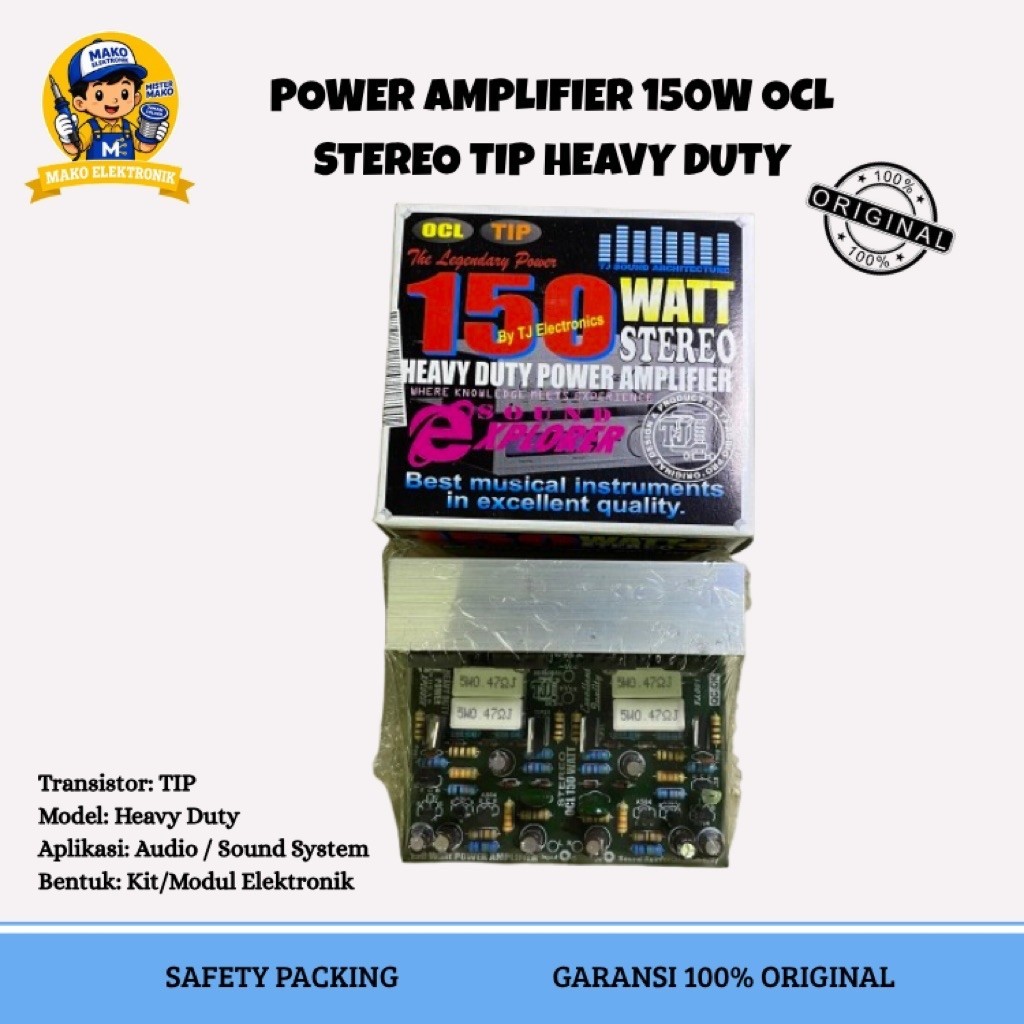 KIT DRIVER POWER 150W WATT OCL STEREO TIP HEAVY DUTY POWER TJ AMPLIFIER HEATSINK ORIGINAL ASLI