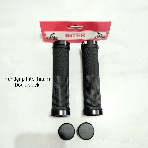 HANDGRIP DOUBLE LOCK INTER HITAM KARET STANG SEPEDA MTB FEDERAL LIPAT TOURING - -, -