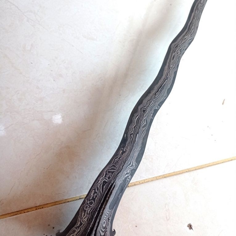 bilah keris Bali pamor kulit semangka panjang bilah 41cm