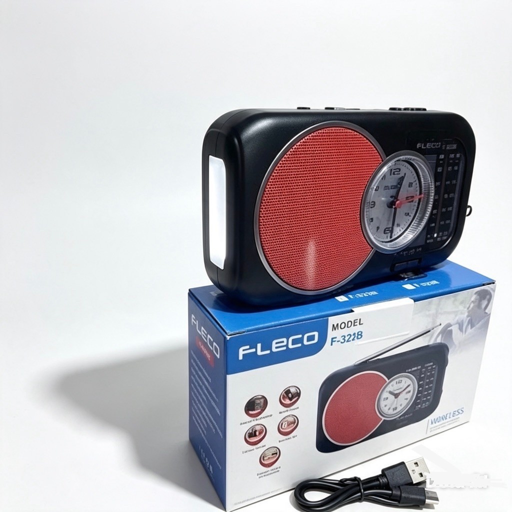 Radio Fleco F 323B Bluetooth Radio Jam Radio Wireless Mp3 Fm Am Radio Speaker Jam Senter  Radio Fm A