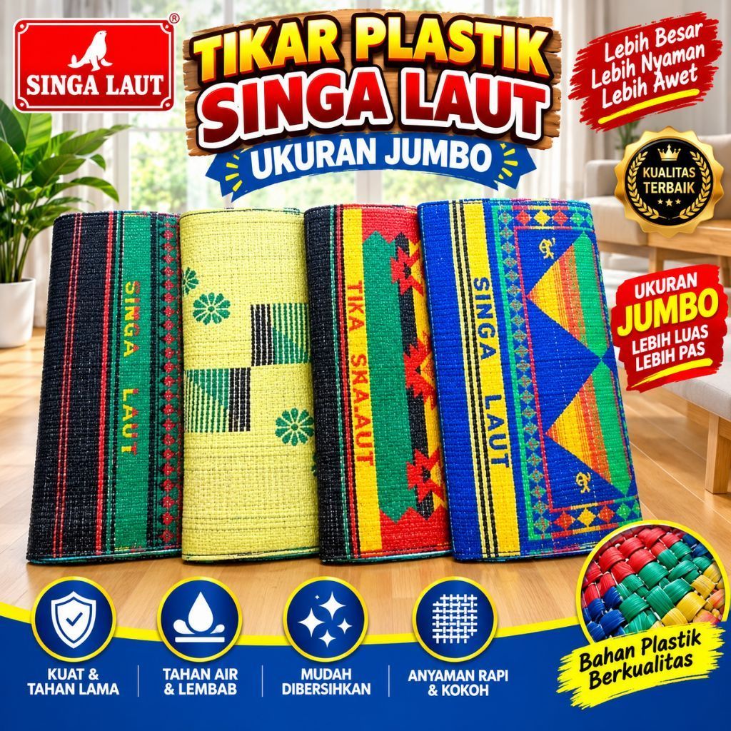 Samak Tikar Plastik Singa Laut Tebal Anti Air Ukuran Jumbo