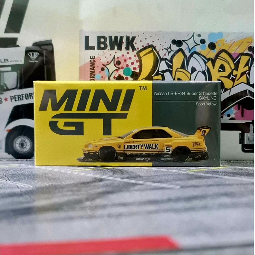 Mini GT Nissan Skyline  LB-ER34 Super Silhouette Sport Yellow