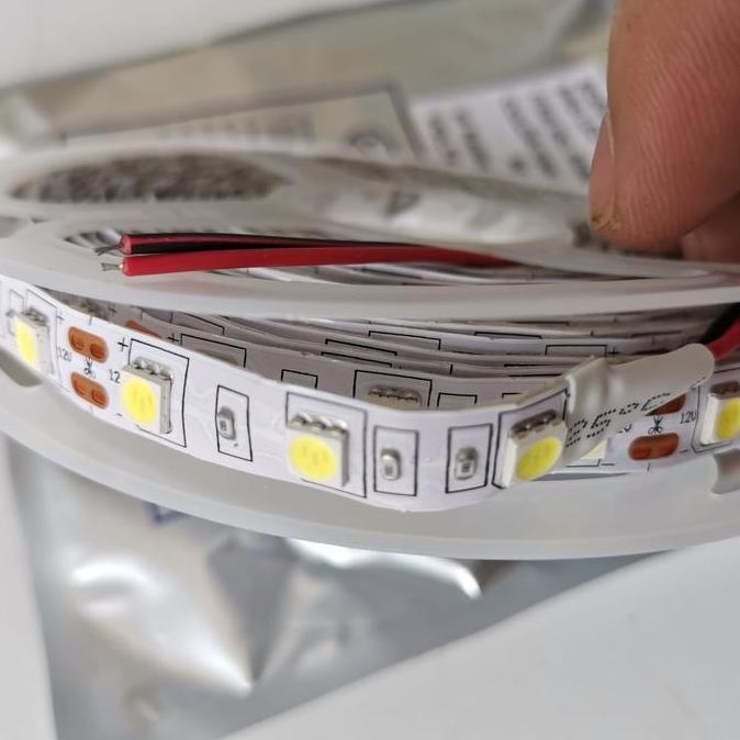 LAMPU SMD LED STRIP FLEXIBLE STRIPS 5METER 12V 5050-60 IP33 KUNING 4D1N