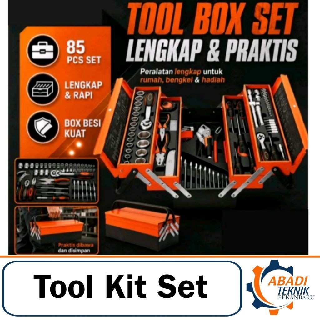 Tool Kit 85 PCS Perkakas Bengkel Tool Box Set Kotak Box Set Perkakas Kunci Sock Set Bengkel / Alat B