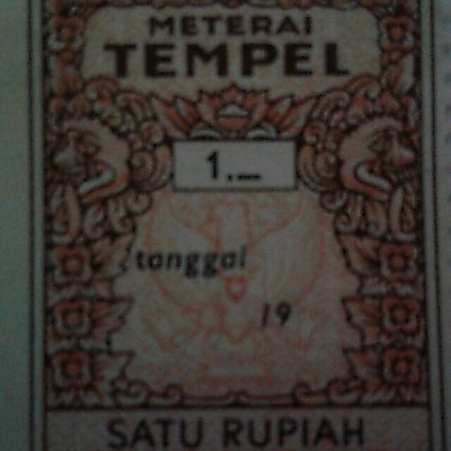Materai 1 rupiah tahun 1960-1970.