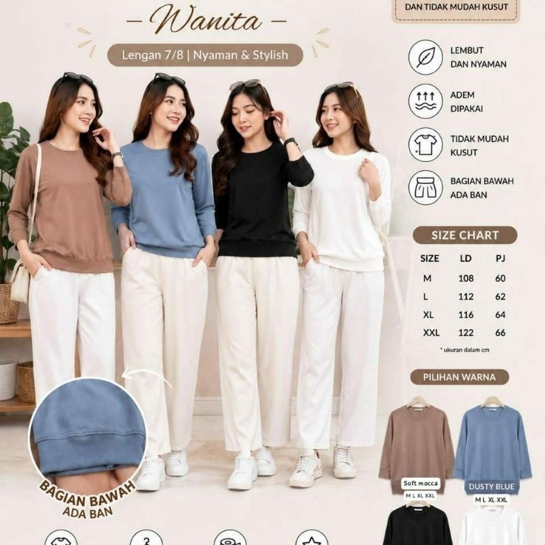 Kaos Rajut Wanita Lengan 7/8 Merk Phenomenal