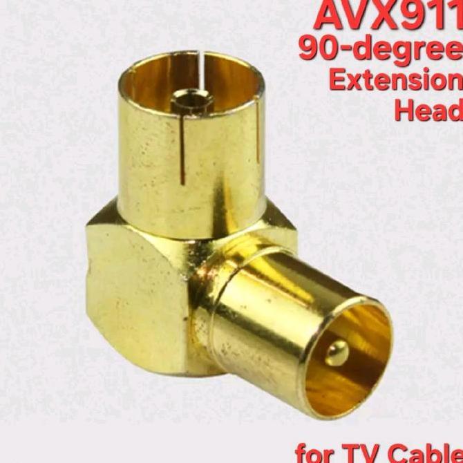 AVPRO AVX911 90-DEGREE STRAIGHT EXTENSION HEAD / 9.5MM COOPER-PLATED TV ADAPTER (MALE TO FEMALE L-TY