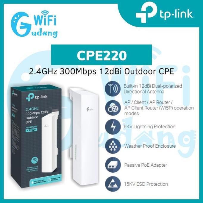 Access Point Outdoor TP-LINK 2.4GHz 300Mbps CPE220 / CPE 220 / CPE-220