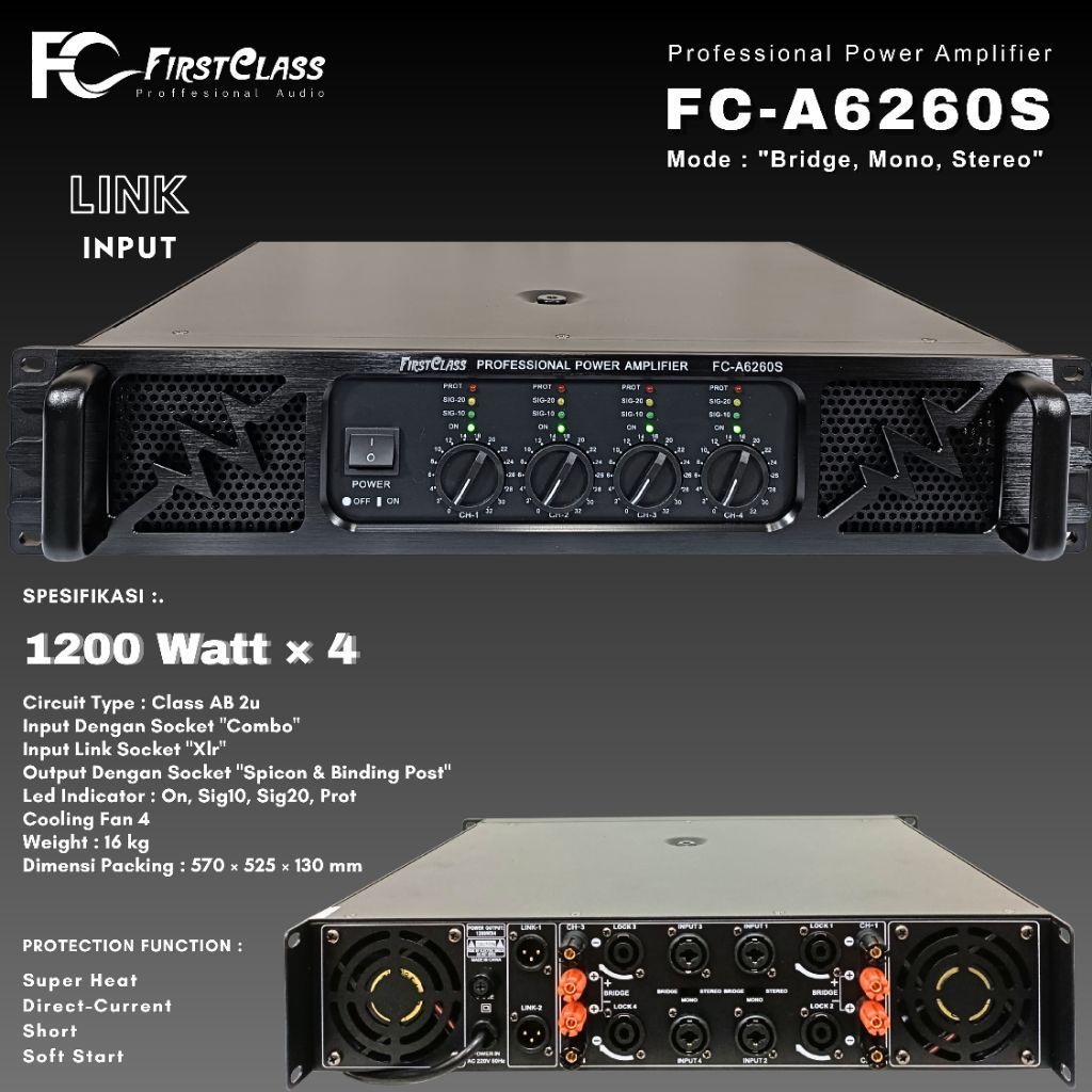 Power Amplifier 4 chanel FirstClass FCA-6260S