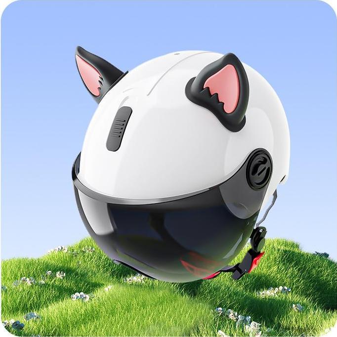 Promo Stiker Hiasan Telinga Beruang & Kucing untuk Helm Motor Desain 3D Imut Mudah Dipasang Aksesori