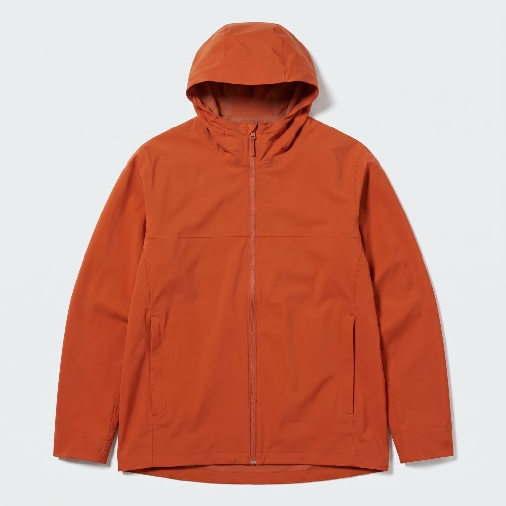 Uniqlo Blocktech Parka Terakota Orange  Water Repellent - Preloved Grade B Size XL - Second Original