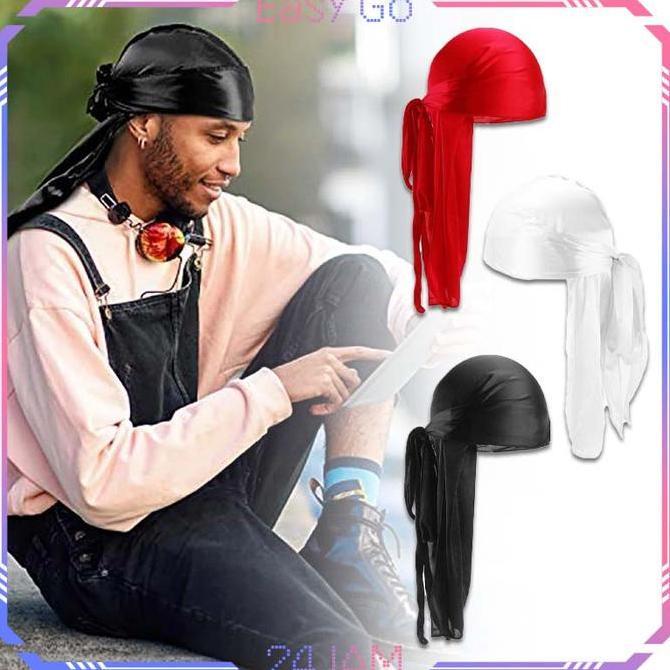RAFENU Bandana Durag Ekor Panjang Durag Kepala Hip Hop Topi Durag Bandana Ikat Kepala Breathable