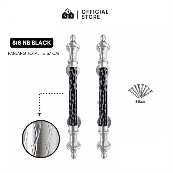 NUYIWA Handle Pintu Rumah Classic 818 NB/NP Stainless Steel Anti Karat - Black Silver / Silver (1 Pa
