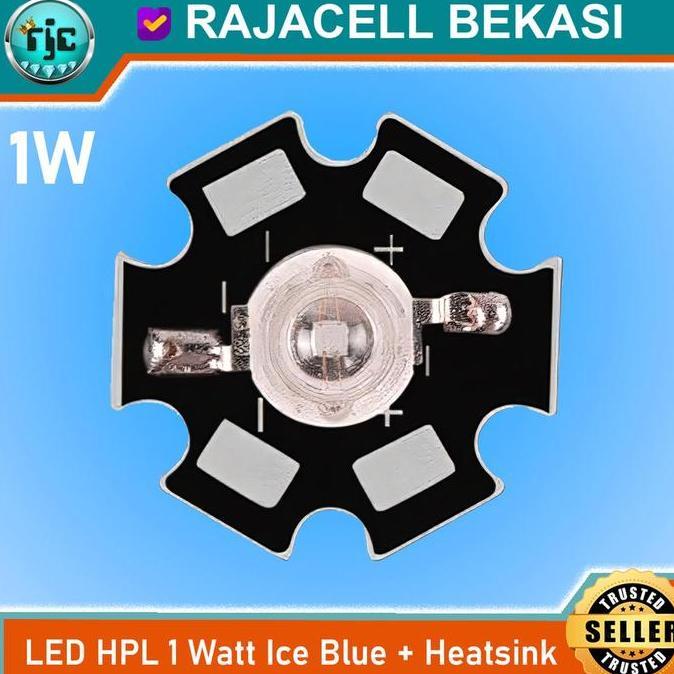 High Power Led Hpl 1W Ice Blue Biru Tosca 1 Watt 3.2-3.4V 490-495Nm 350Ma + Heatsink
