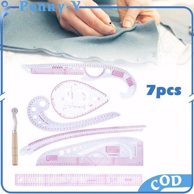 7Pcs Penggaris Jahit Set Menjahit Pakaian Pola Quilting Ruler
