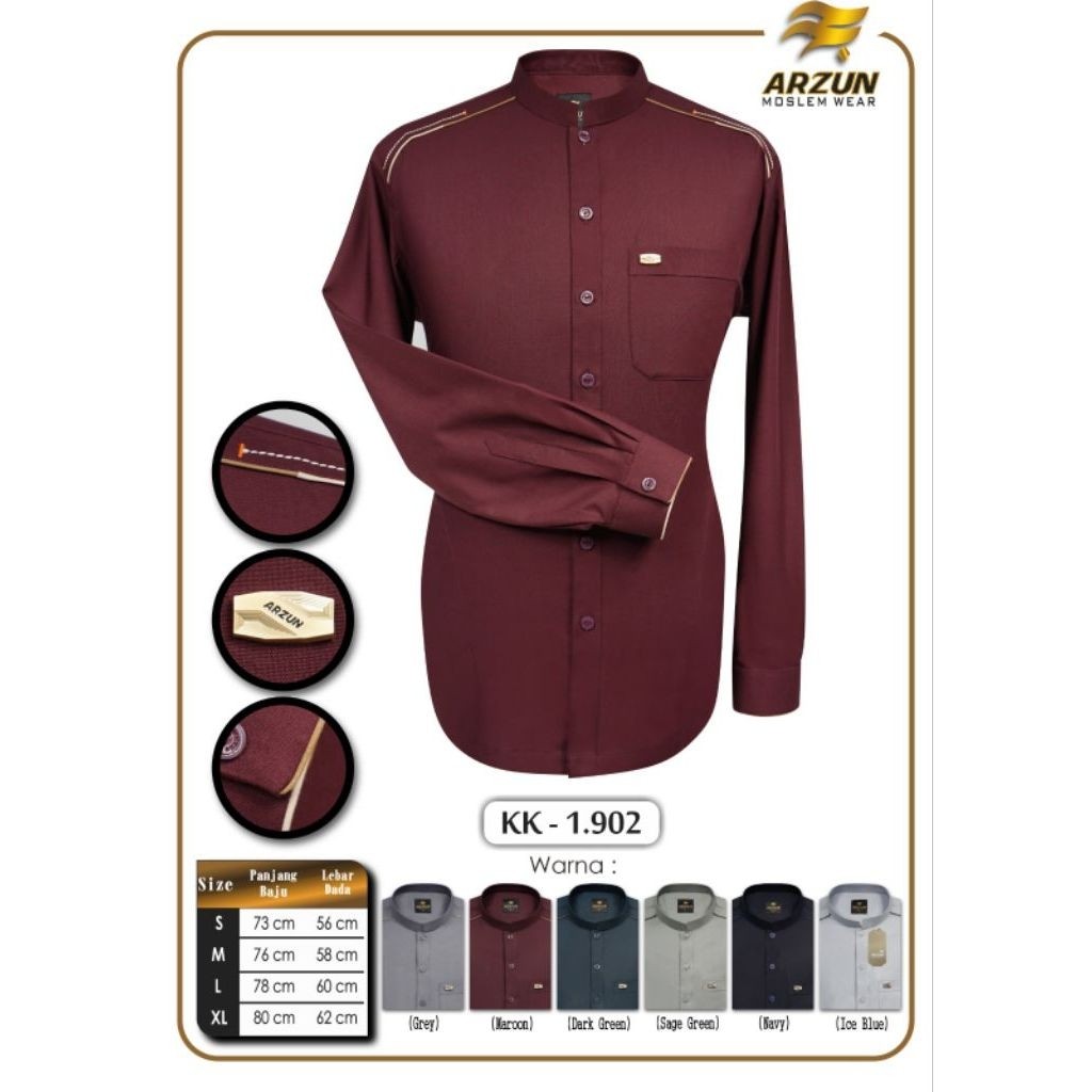 Baju Koko Arzun Warna Panjang | Koko Arzun Warna | Koko Dewasa Polos Warna