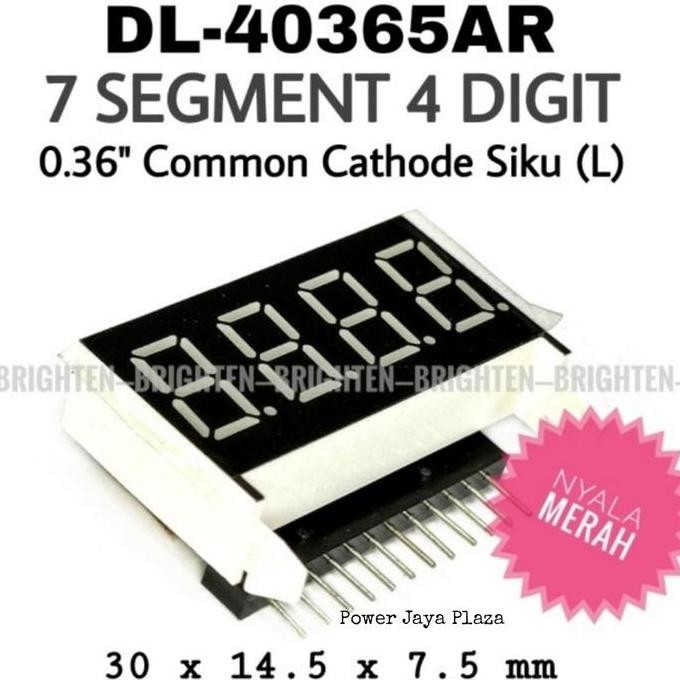 7 SEVEN SEGMEN 4 DIGIT 12PIN L SIKU COMMON CATHODE CC MERAH DL-40365AR PJP79