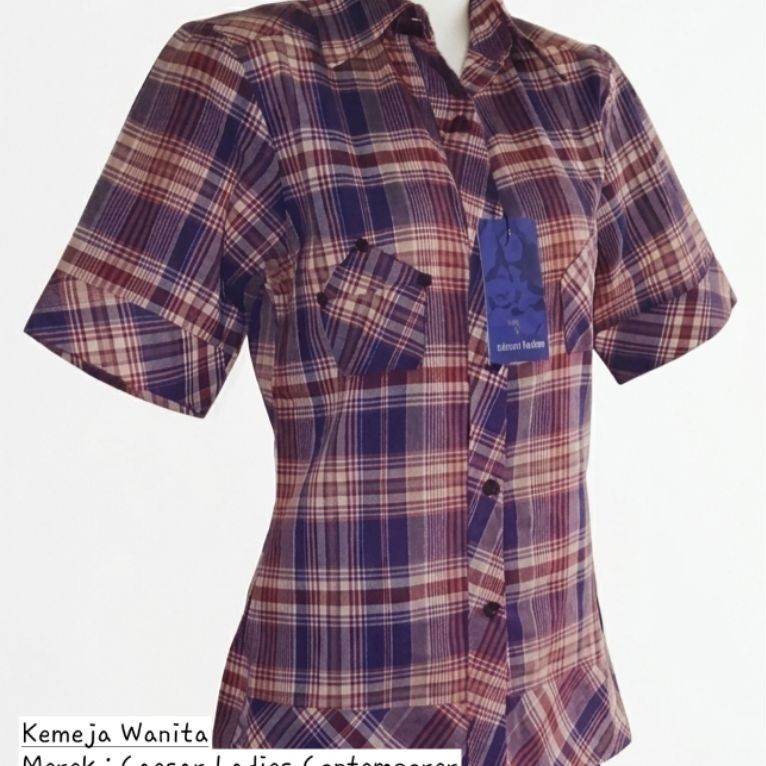 [New] Caesar Ladies Contemporer | Kemeja Wanita Lengan Pendek | Kotak-kotak