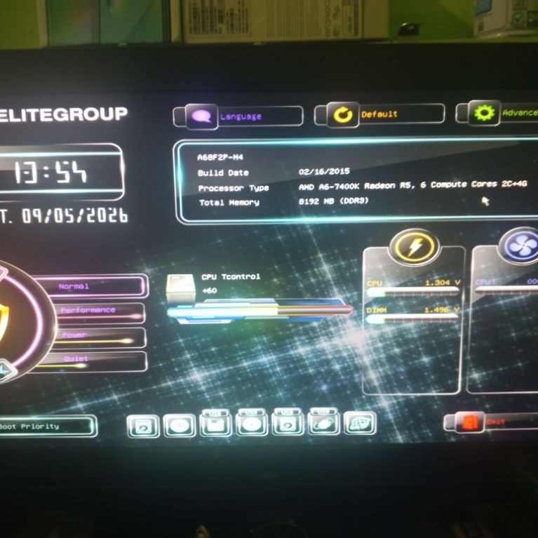 paketan Mobo ECS A68F2P-M4 FM2+, + prosesor AMD A6 7400k
