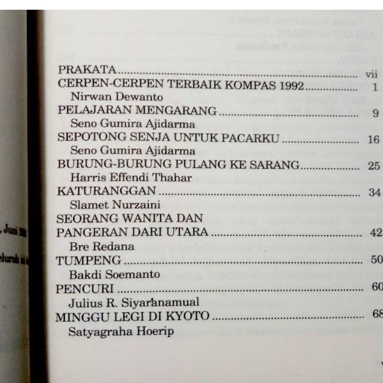Pelajaran Mengarang (Cerpen Pilihan Kompas 1993)PENULIS: Seno Gumira Ajidarma, Bre Redana, Radhar Pa