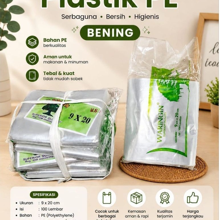 Plastik PP Bening Waringin 1/4 ( 9x20 ) isi 100 lembar per pack