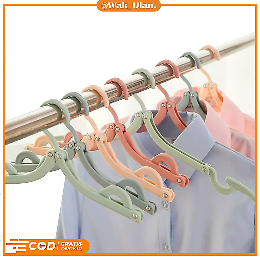 Hanger Hunger Lipat Gantungan Baju Cantelan Jemuran Pakaian Baju Syal Hijab Foldable Hangers For Tra