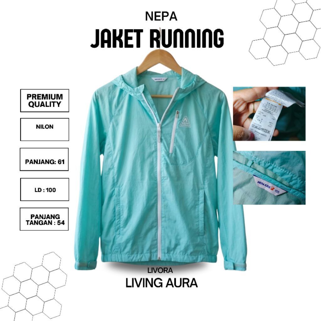 Jacket Running Nepa Original Warna Toska Like New