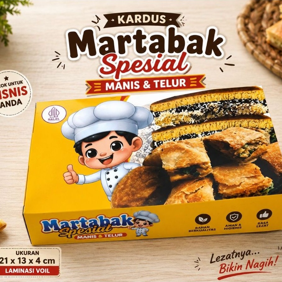 Kemasan box Martabak Spesial Manis & telor Uk 21x13x4cm 50 pcs / Martabak Telor / Martabak Manis
