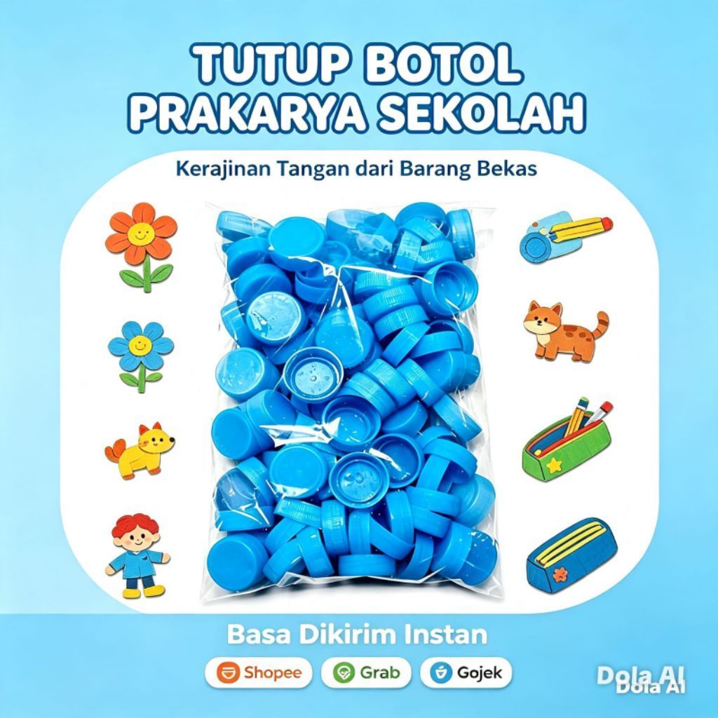 Tutup Botol Prakarya Sekolah Kerajinan Tangan dari Barang Bekas warna biru