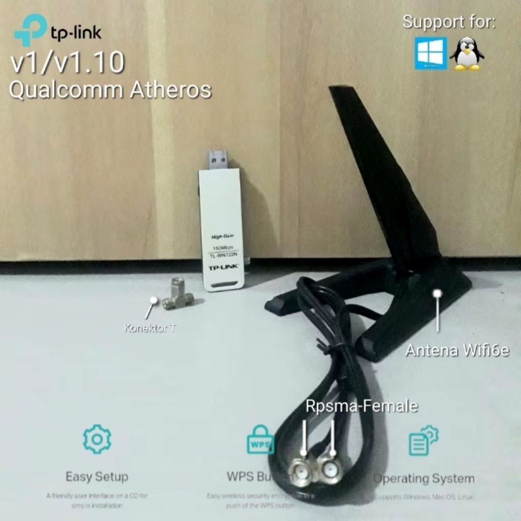 Tp-link TL-WN722N 150Mbps Chipset Qualcomm Atheros V1 / V1.10 | Version 1/1.10 | Tplink USB Wireless