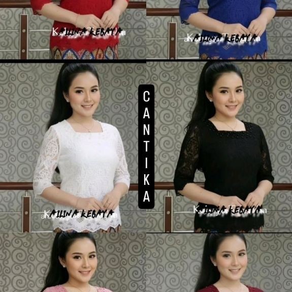 K706/707 Atasan Kebaya Brokat Modern Leher Kotak Lengan Pendek Premium / Blus Brukat Pesta Wanita