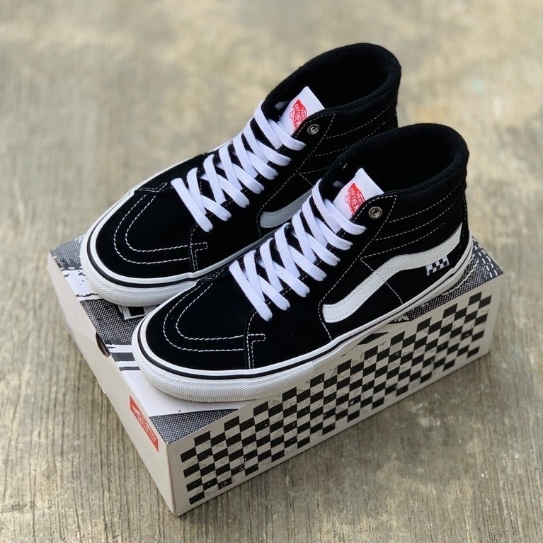 Vans Skate Sk8 Hi Black&White ( Resmi PT.GMG )