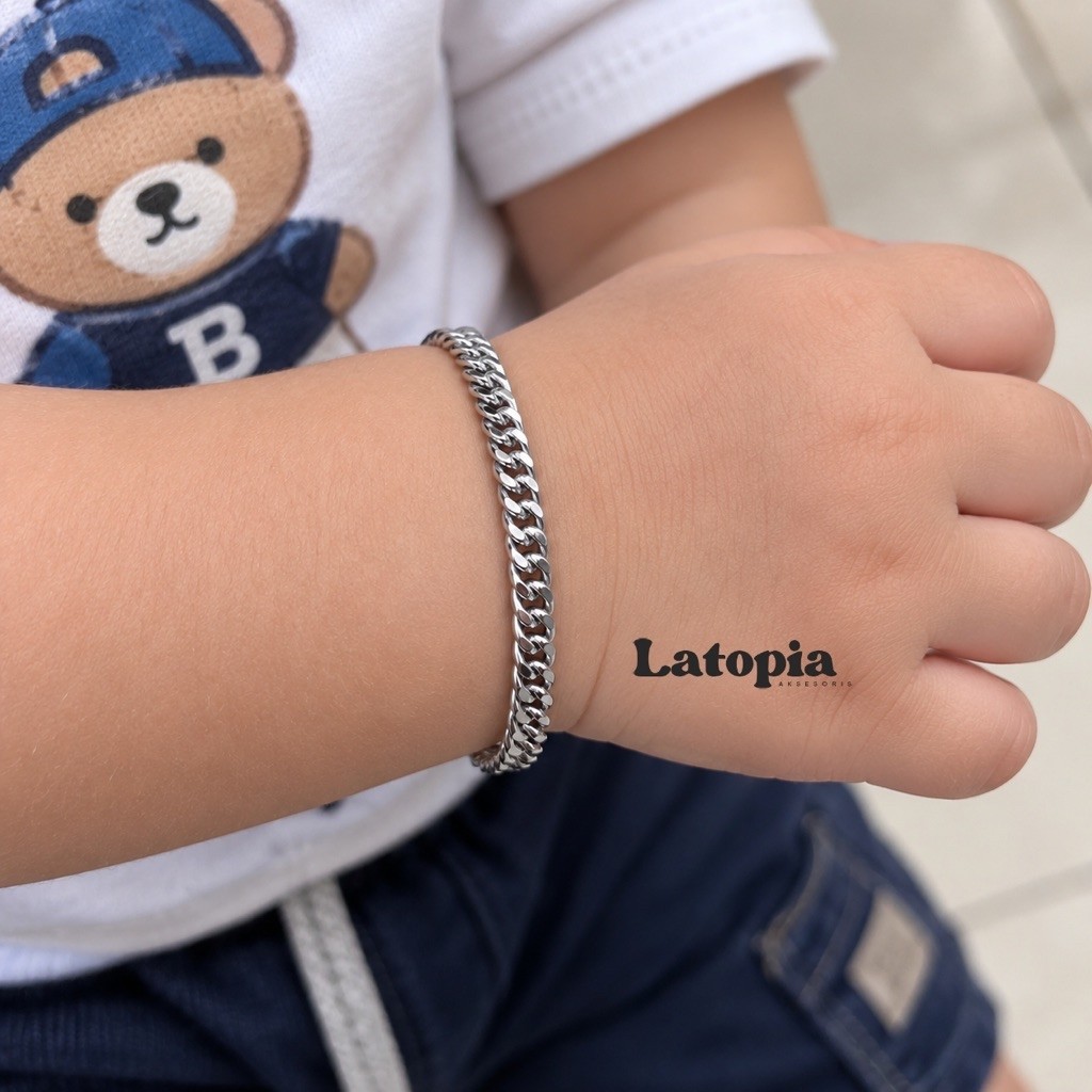 Gelang Rantai Anak Laki Laki Gelang Titanium Anti Karat Tidak Luntur Gelang Rantai Anak Model Terbar