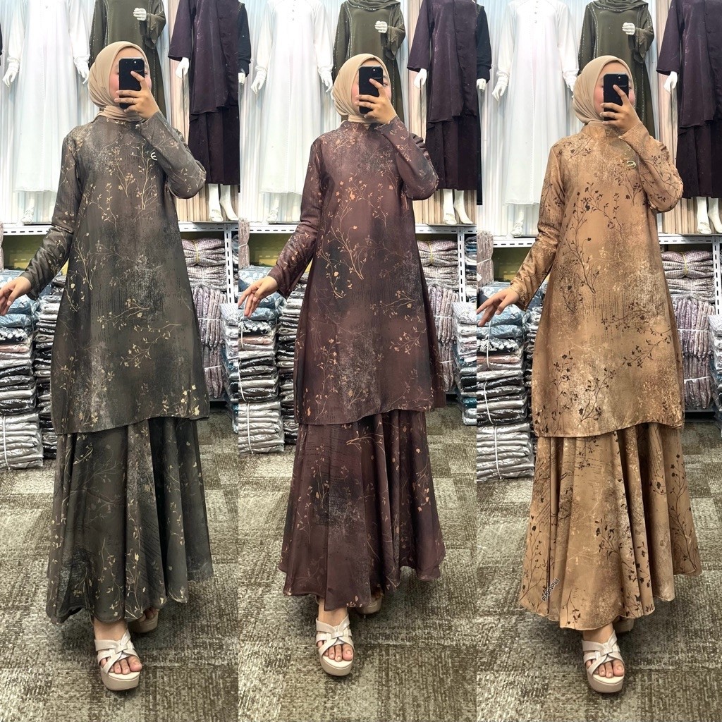 Kayla Setelan Rok Malaysia Duyung Bahan Julia Printing by YuliaHD