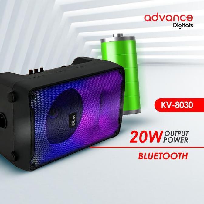 MAAD Advance KV-8030 Portable Speaker 8'' Lampu RGB Satu Mic karaoke