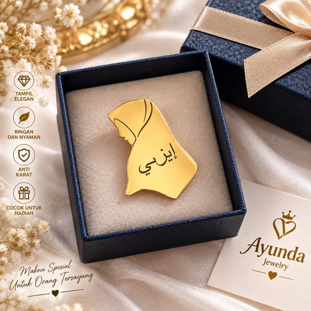 Bros Nama custom bros wanita titanium font arabic