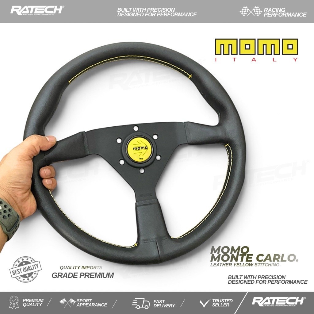 MOMO MONTECARLO YELLOW LEATHER GRADE ORI 1:1 | MOMO MONTECARLO STEERING WHEEL GRADE PREMIUM | STIR M