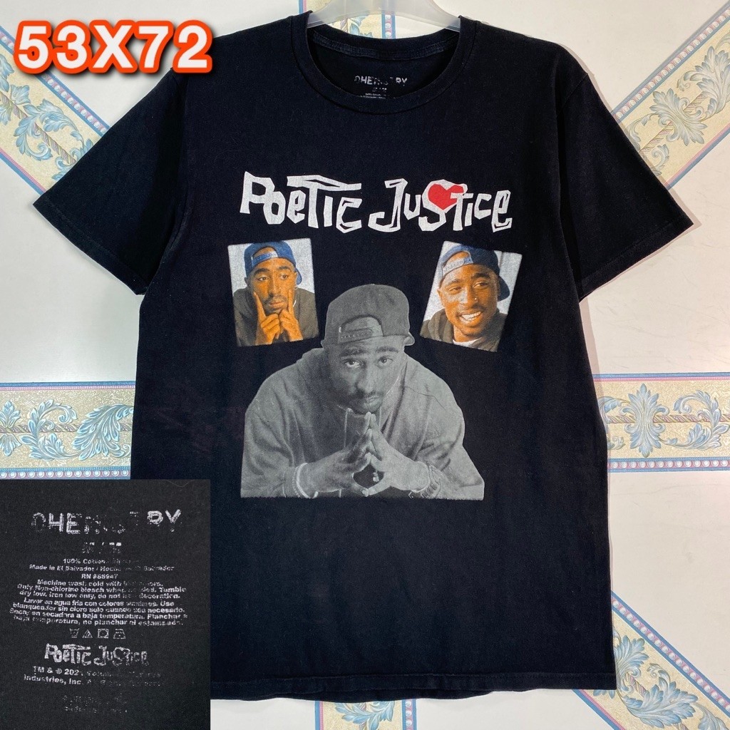 Kaos 2Pac Poetic Justice Black Hitam Band Rap Tee Second