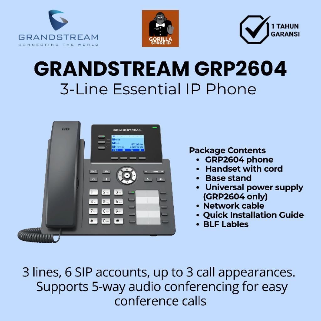 Grandstream GRP2604 3-Line Essential IP Phone