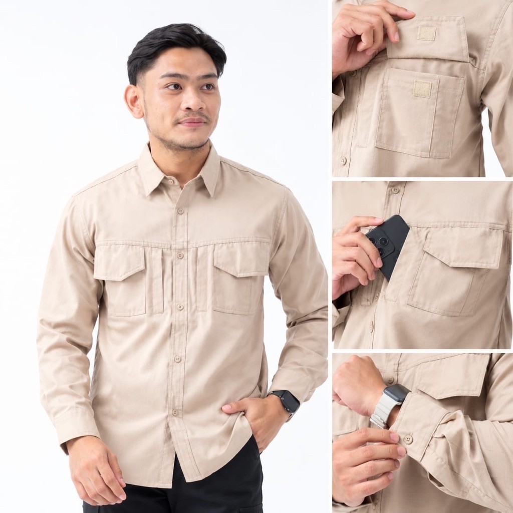 Kemeja Lengan Panjang Bahan Strech Twoon-36 stell