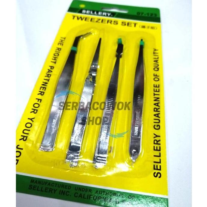 Bonvajeri_Ecer - Pinset Set 4 Pcs Sellery Tweezer Set Vapor Vape Coil Multi Purpose
