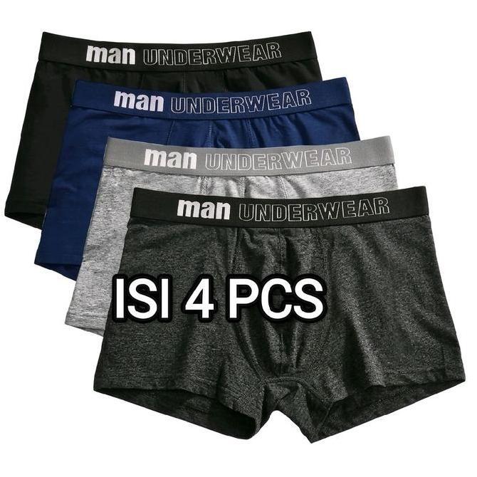 Bonds Celana Dalam Pria Dewasa ISI 4 PCS Boxer Spandeks Bahan Katun Menyerap Keringat Karet Random U