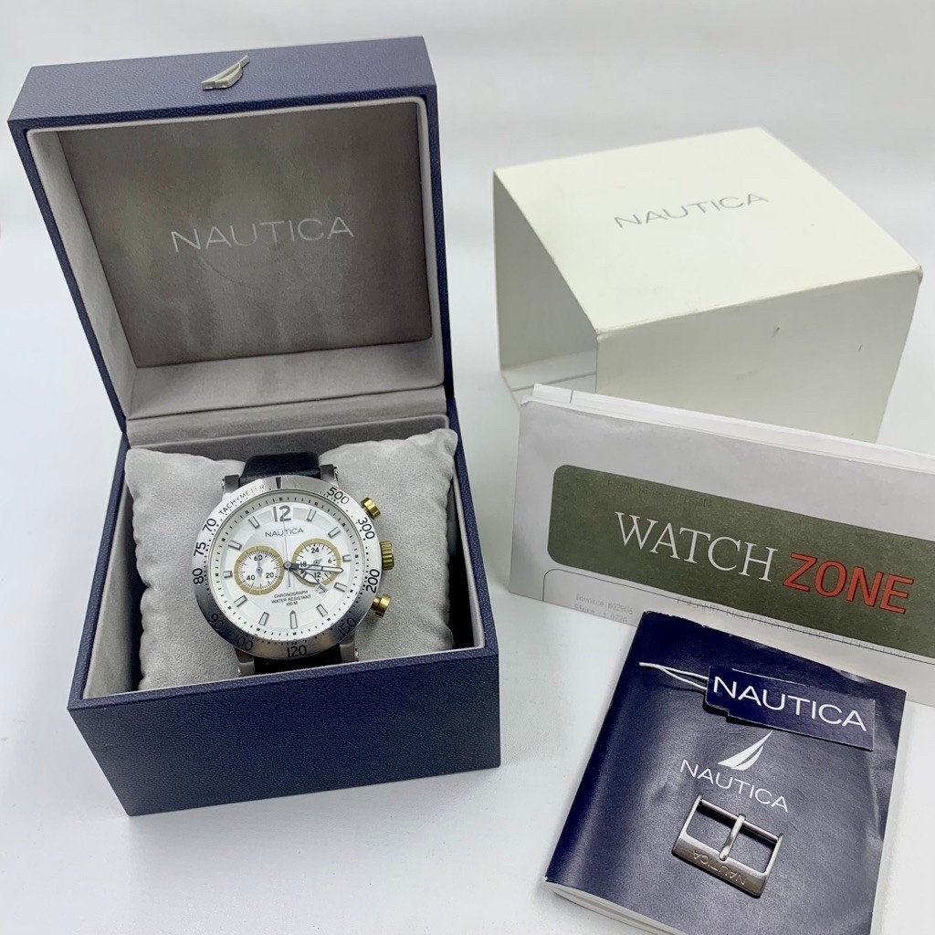 Nautica NWS200 Chrono watch watches timepiece tachymeter chronograph arloji jam tangan badak stainle