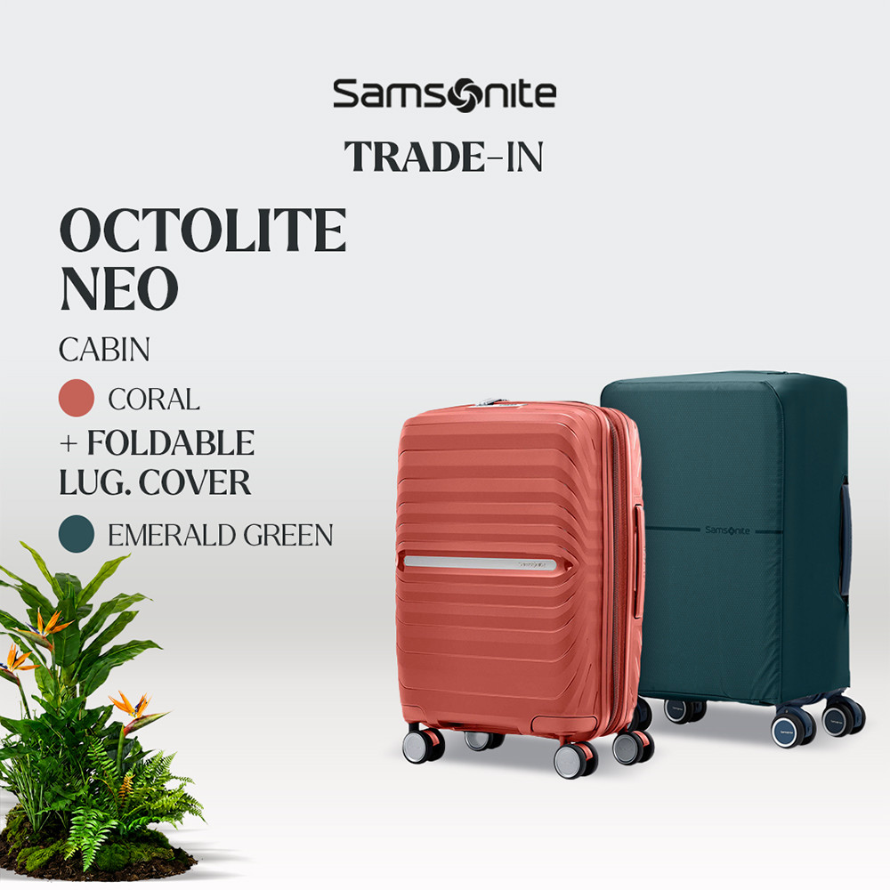 Samsonite Koper Octolite Neo Cabin Coral + Foldable Luggage Cover Cabin