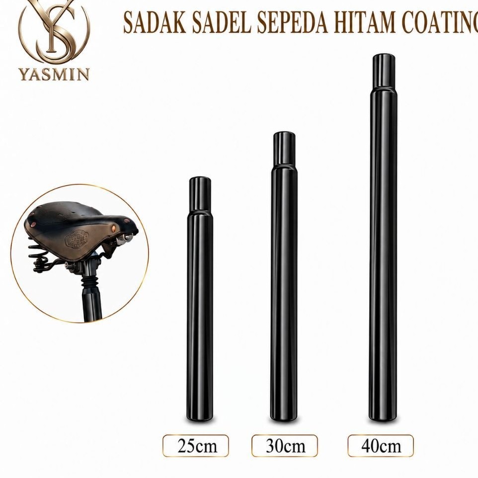 Tiang Sadel | Sadak Sadel Peninggi Sadel | Sepeda Hitam Coating Panjang 25cm 30cm 40cm