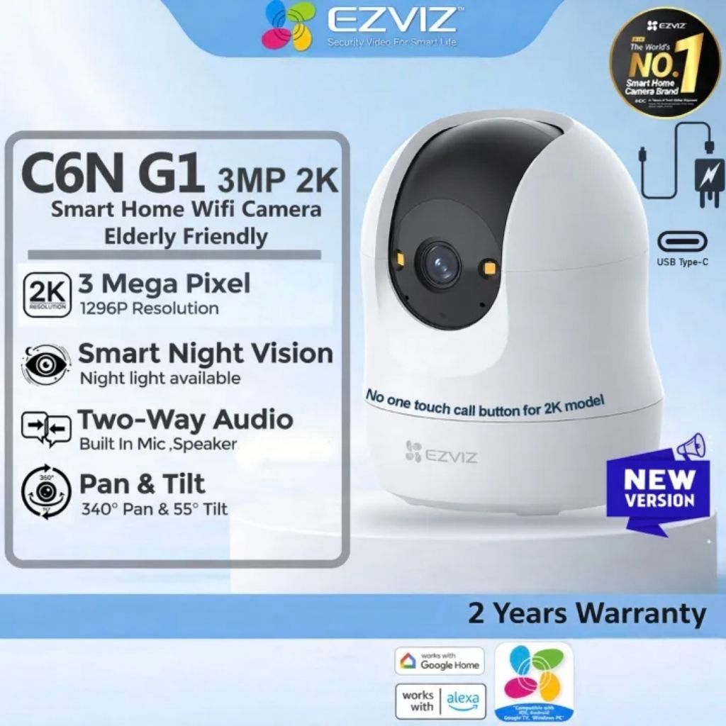 Kamera Ezviz C6N G1 (2K 3MP) WiFi Color Night Two Way Audio PTZ