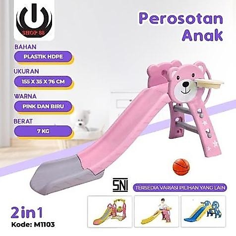 Molion Perosotan Anak Mainan Seluncuran + Basket Mini Anak Playground