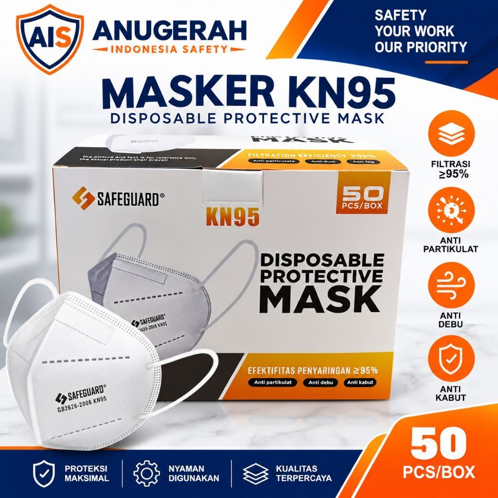 Masker KN95 SAFEGUARD Mask Per Box isi 50 pcs / Masker KN95 Medis Isi 50pcs