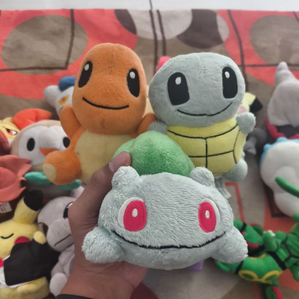 Boneka Pokemon Center Charmender, Squirtle, Bulbasaur Pokedoll