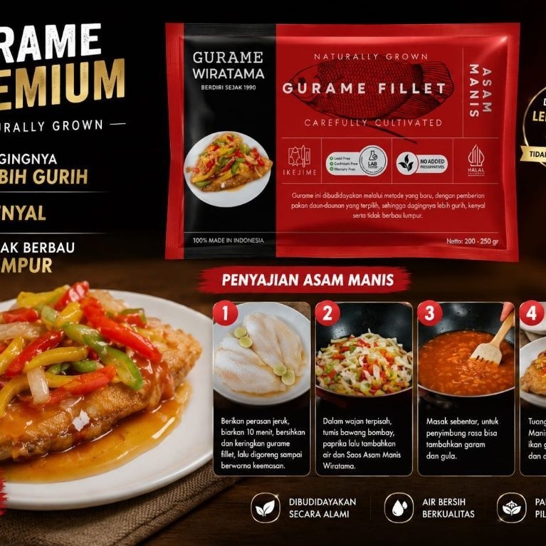 Gurame Wiratama Fillet Gurame Bumbu Asam Manis 200-250g